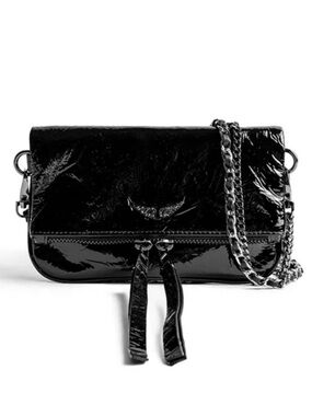 Zadig & Voltaire Black Patent Crossbody with Chain Detail
